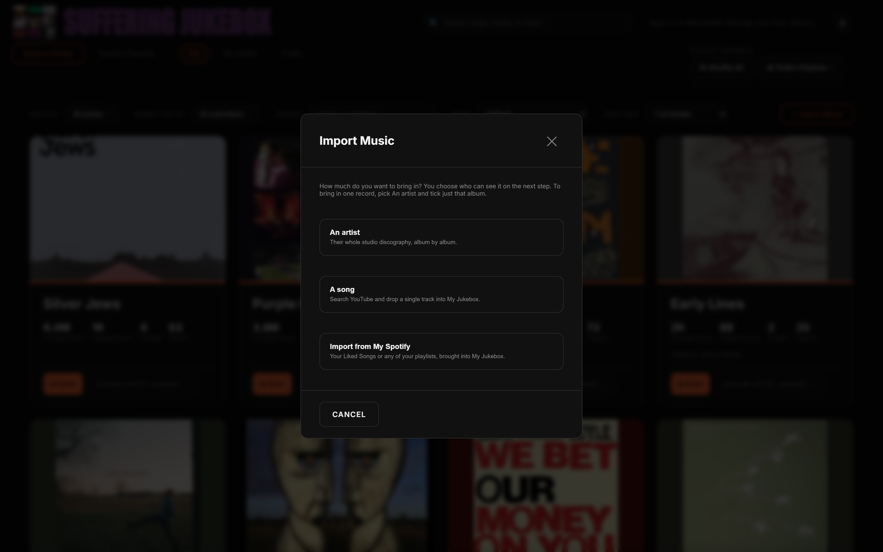 Suffering Jukebox: Import Music