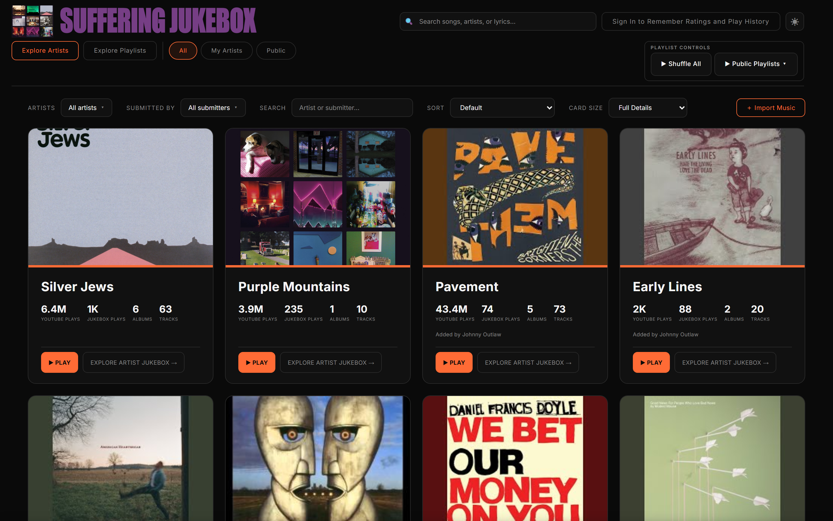 The Suffering Jukebox homepage