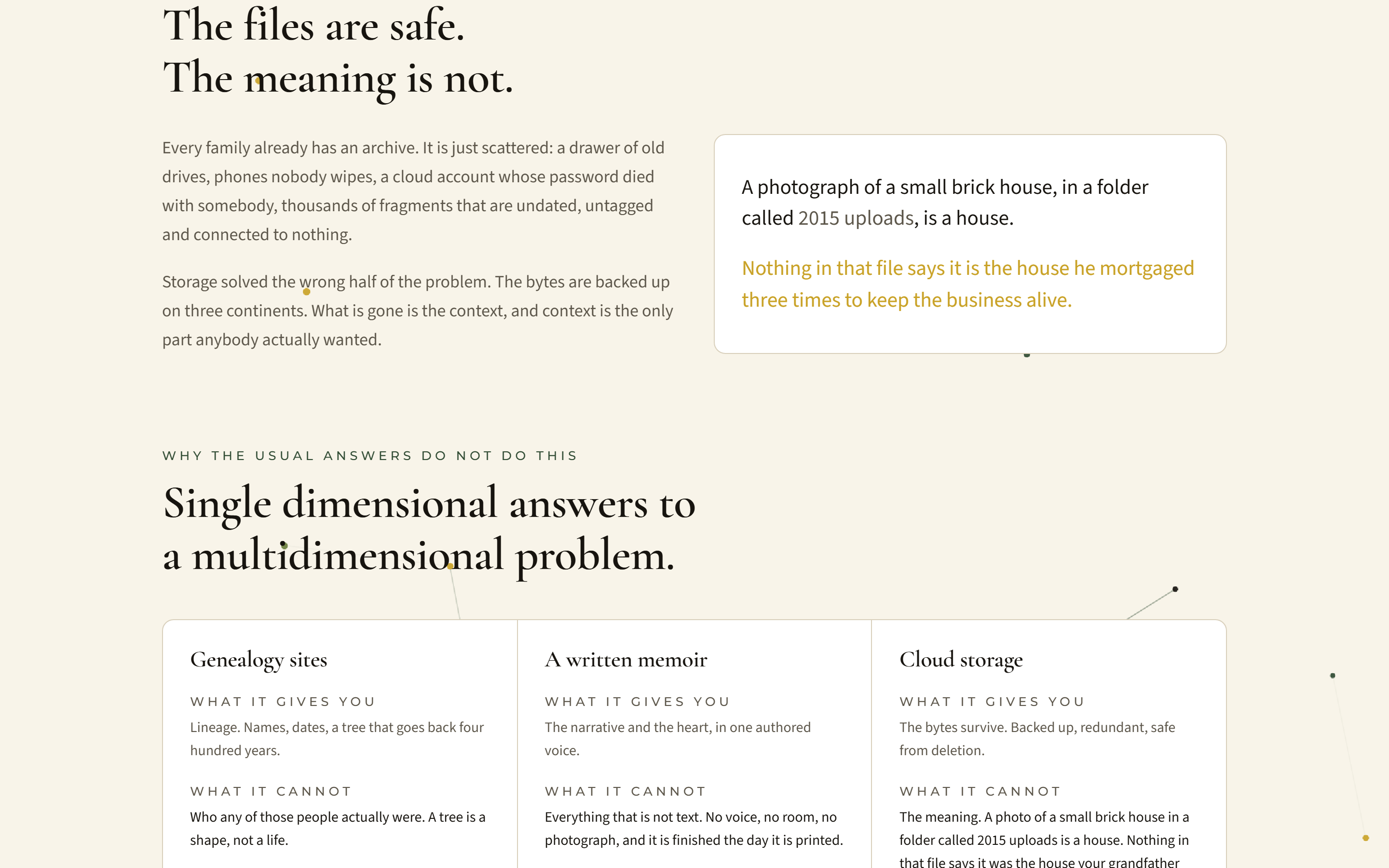 Life Story EcoSystems: Files safe, meaning not